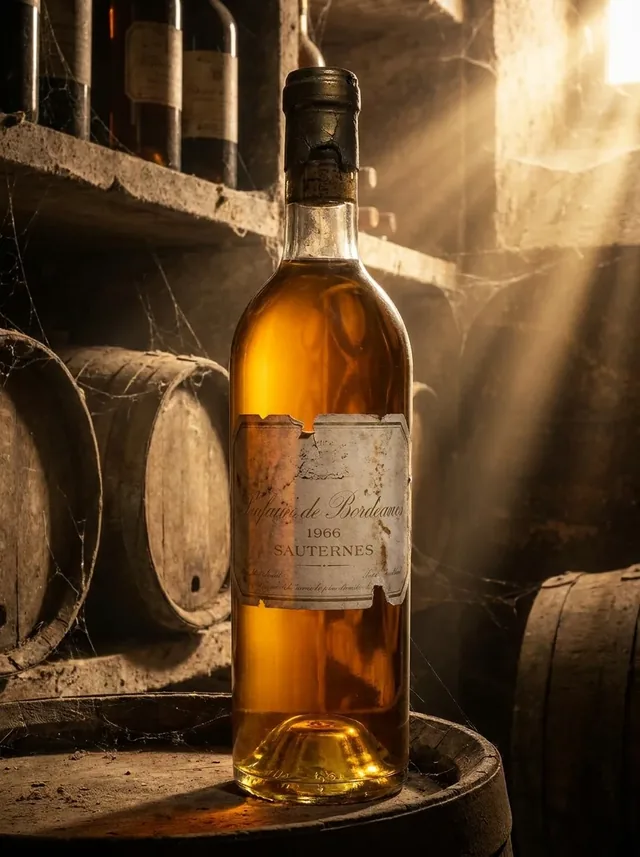 Foto de produto criada no Studio da Tizze: garrafa de vinho em adega com luz cinematográfica